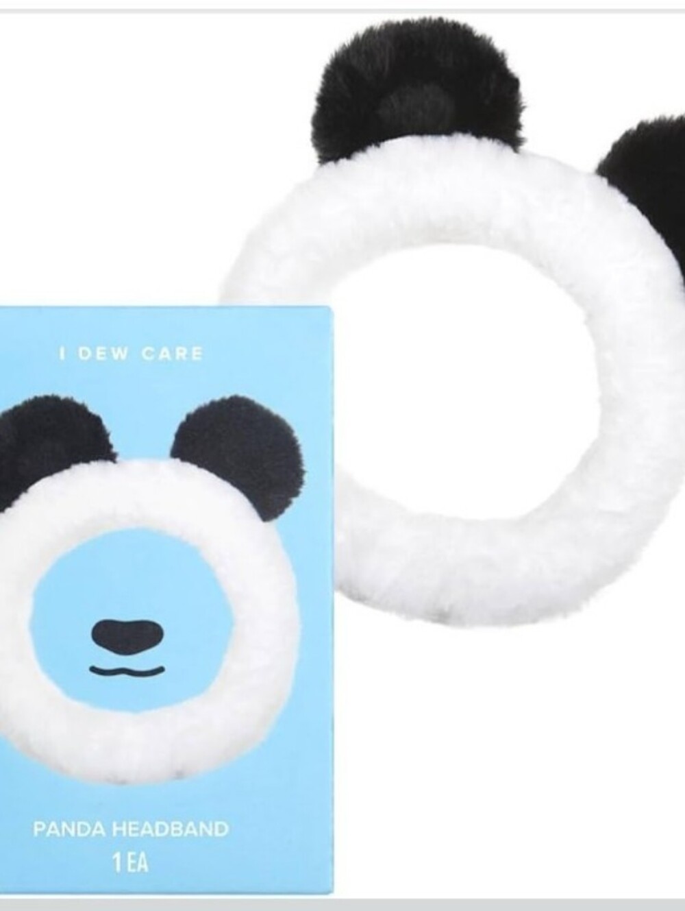I DEW CARE Panda Plush Headband - White with Black Ears-BNIB